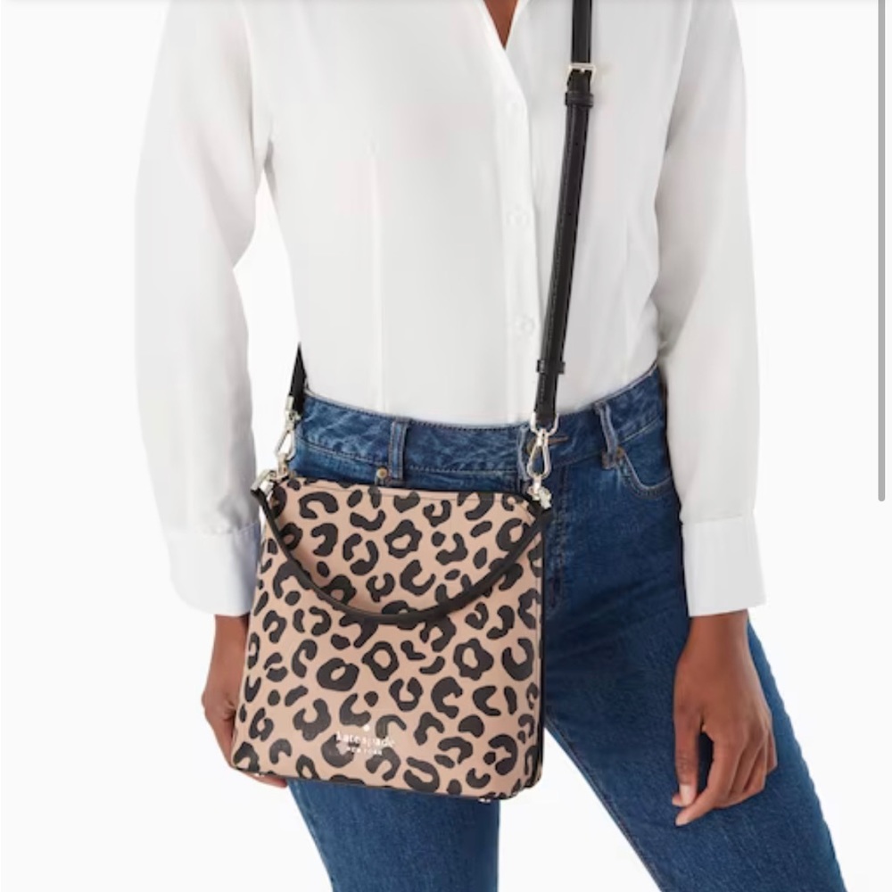 NWT Kate Spade Darcy Crossbody / Small Bucket Bag, Leopard - Picture 2 of 5